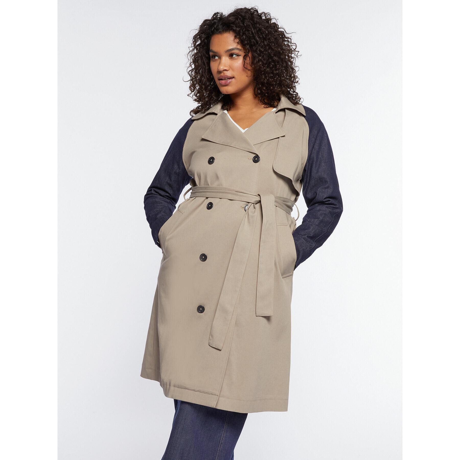 Fiorella Rubino - Trench con maniche in denim - Beige