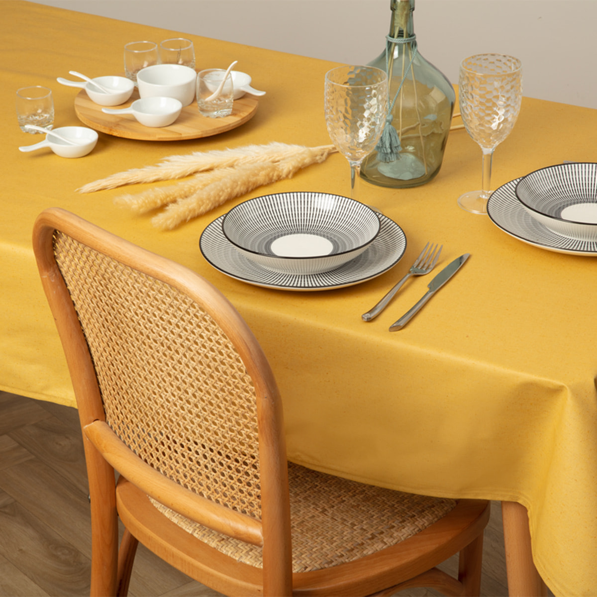 Nappe - coton - jaune ocre - 250x150 cm