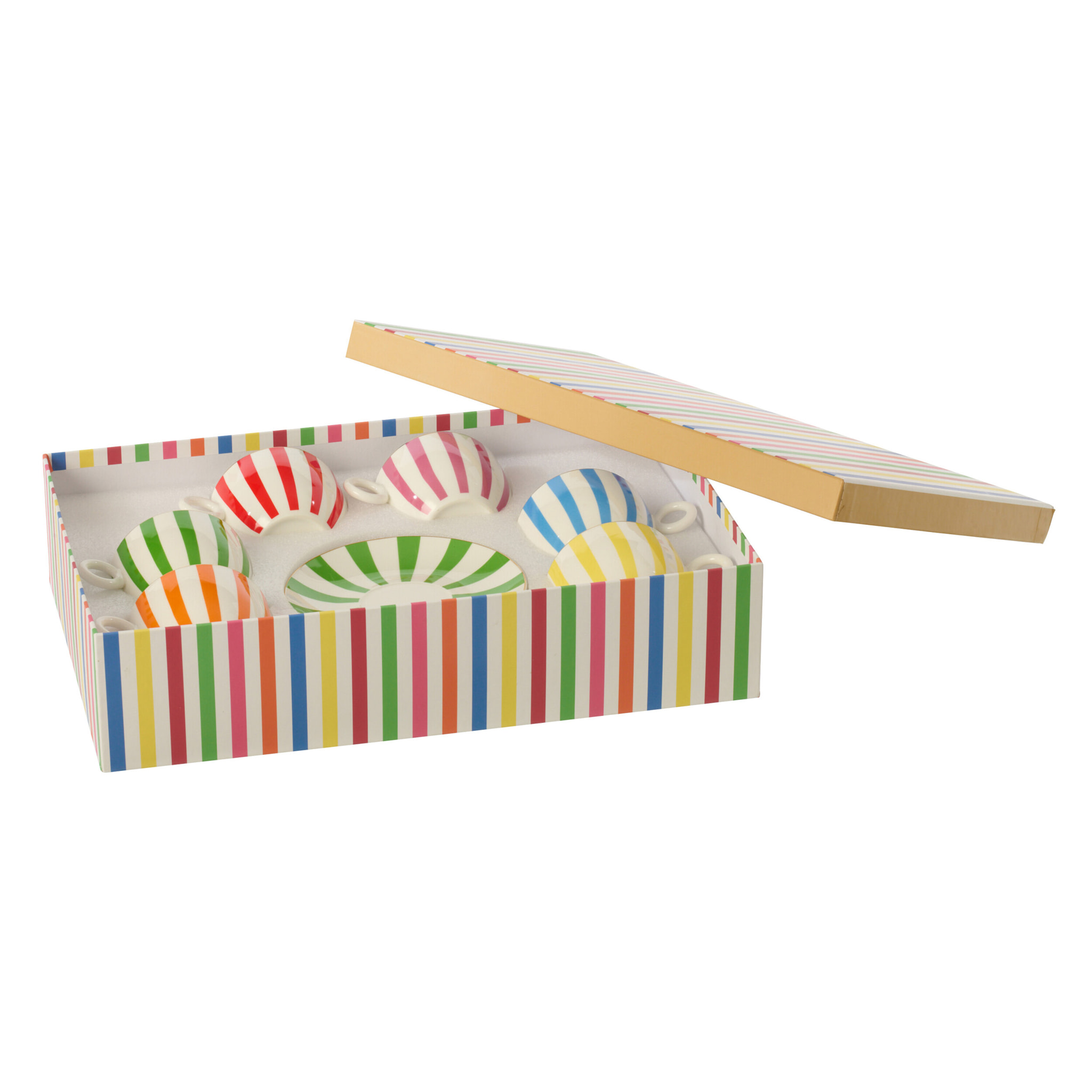 J-Line Tasse + Sous-tasse - porcelaine - multicolore - large - set de 6