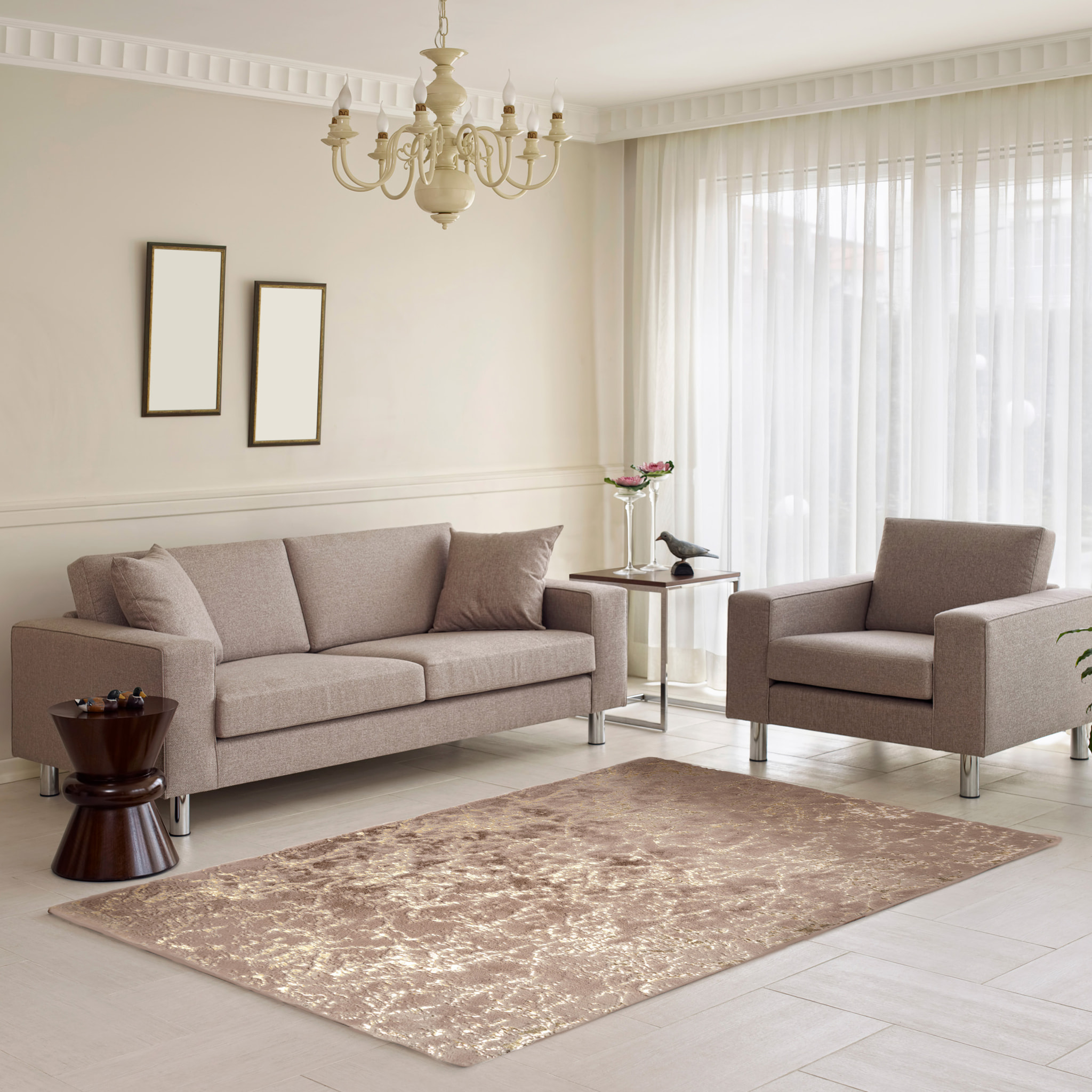 Tapis Imit Fourrure Imp Dore Taupe 120x170cm