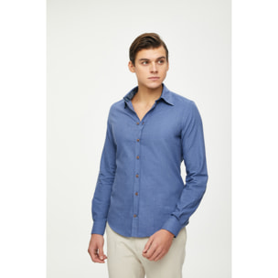 camicia 1 bottone button down slimuomo Flanella Unita Blu avion
