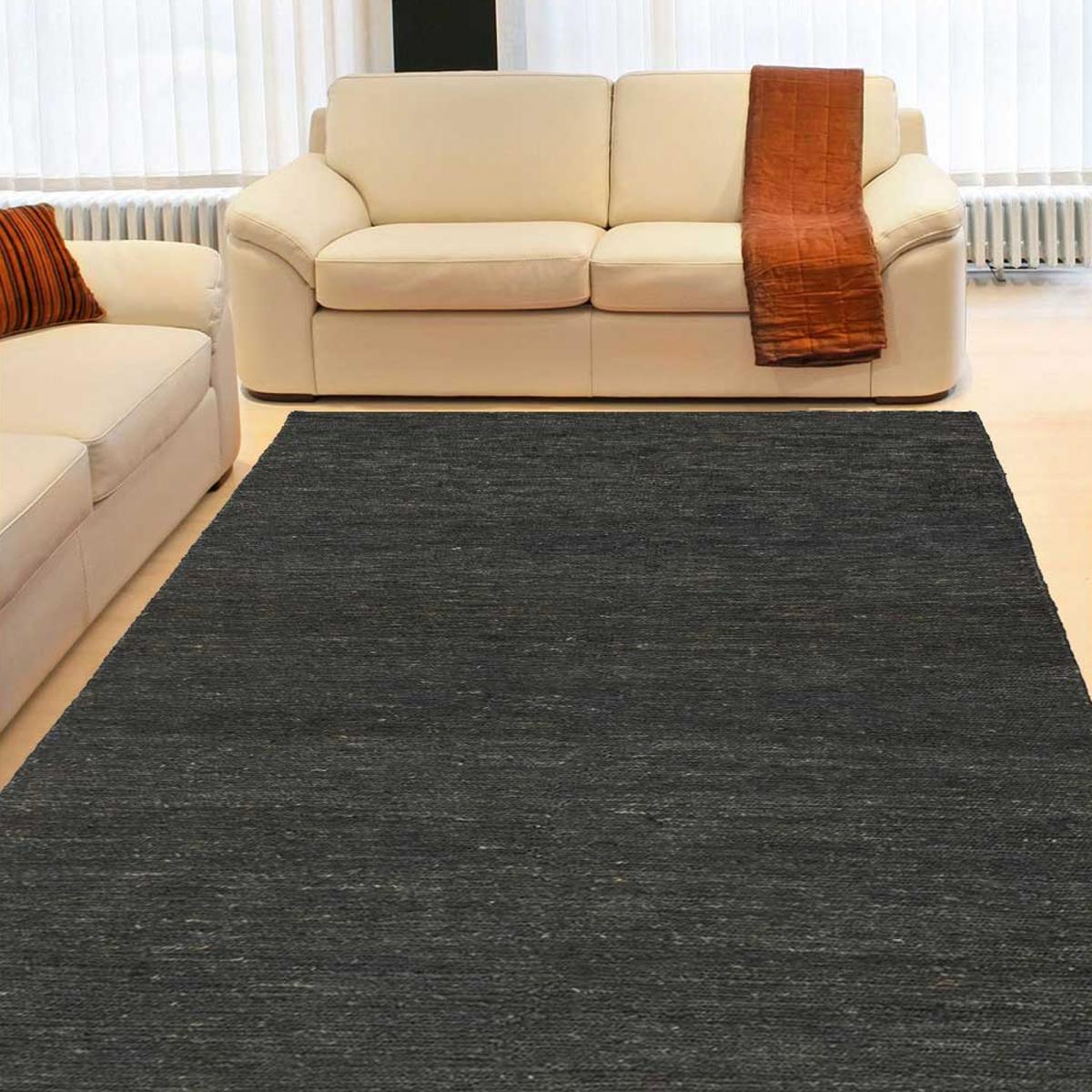 Tapis kilim fait main en chanvre motif uni BOMU