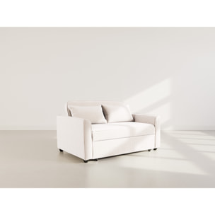 Ernest - Canapé droit 2 places convertible en velours côtelé - Beige