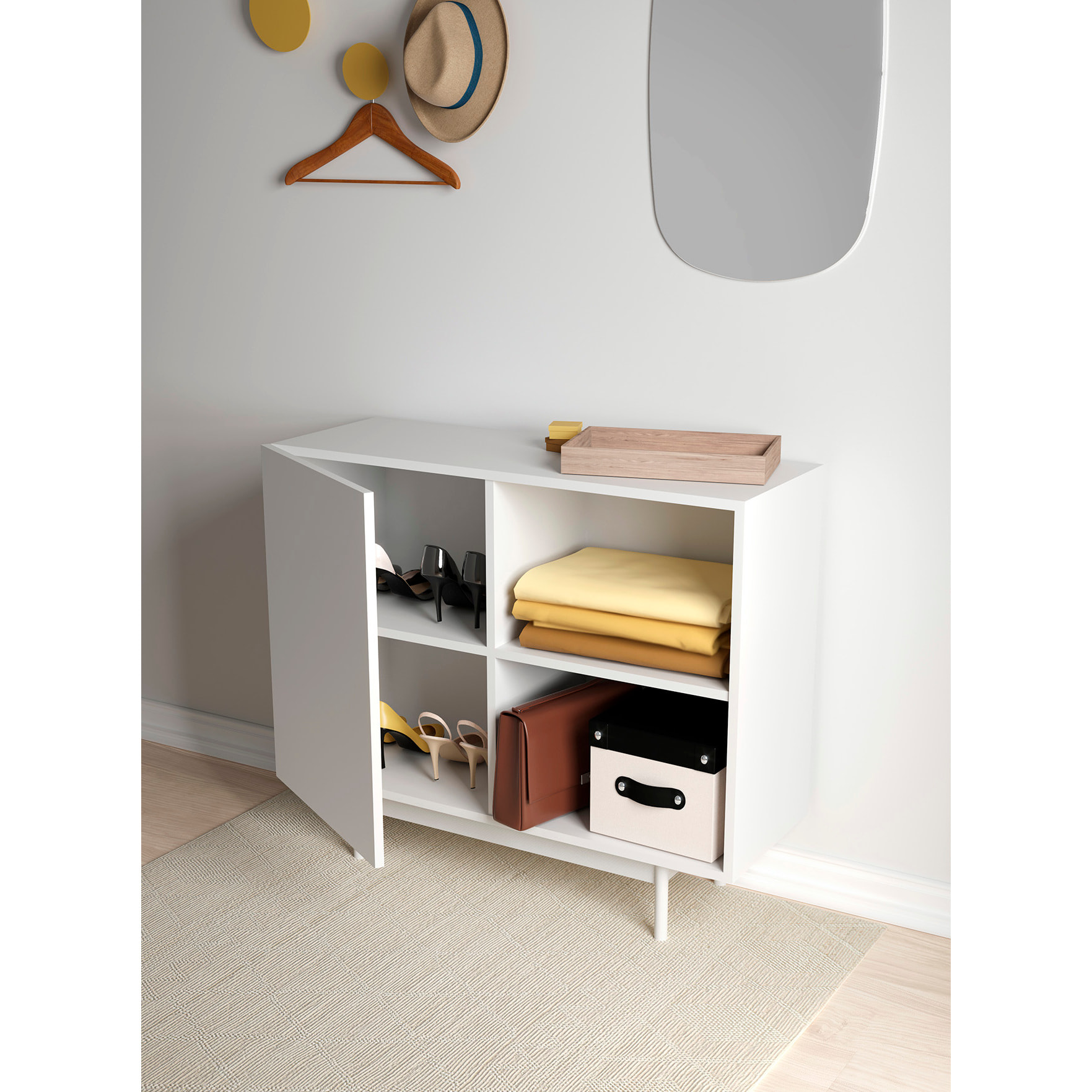 Aparador 1 puerta Printed blanco 78x90x34 cm