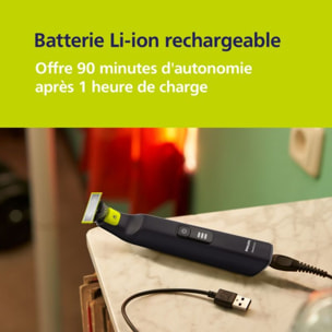 Tondeuse multi usages PHILIPS OneBlade QP6542/15, molette réglable, 14 hauteurs de coupe, précision 0,4 mm, autonomie 90 mn