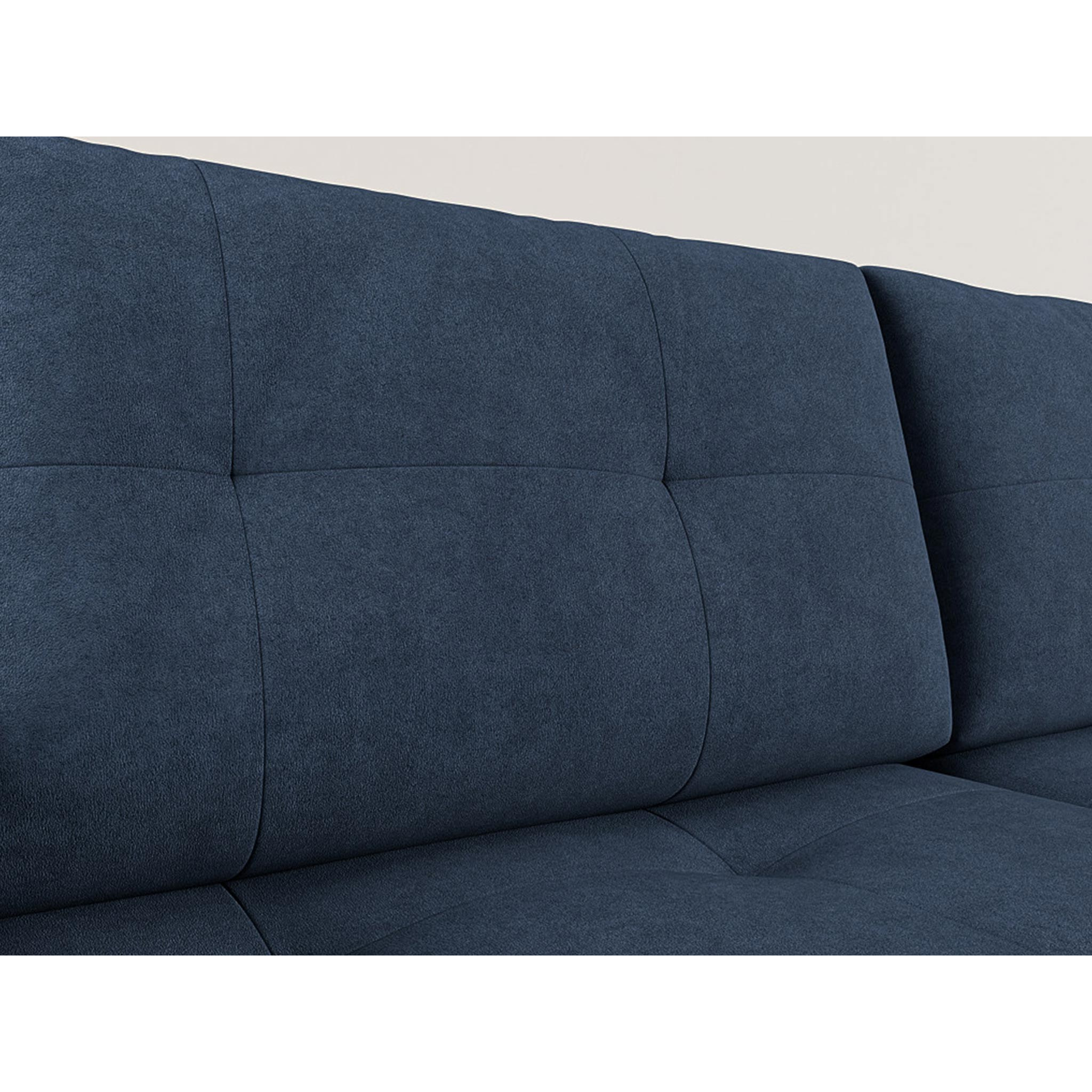 Bastian - canapé panoramique en U 7 places convertible avec coffre en velours texturé - Bleu