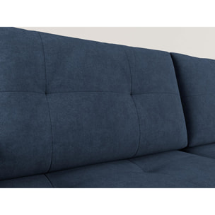 Bastian - canapé panoramique en U 7 places convertible avec coffre en velours texturé - Bleu