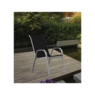 Fauteuil jardin Textilène "Cordoba" - Phoenix - Noir - Lot de 4