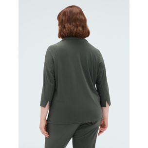Fiorella Rubino - Camicia in jersey con colletto - Verde militare