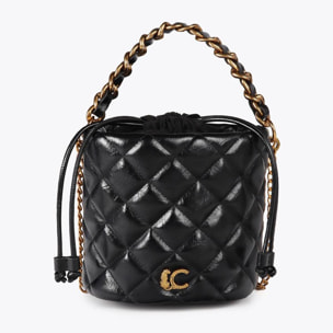 Borsa a Secchiello Trapuntata con Logo LC Leopardo