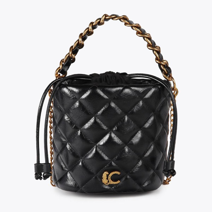 Borsa a Secchiello Trapuntata con Logo LC Leopardo