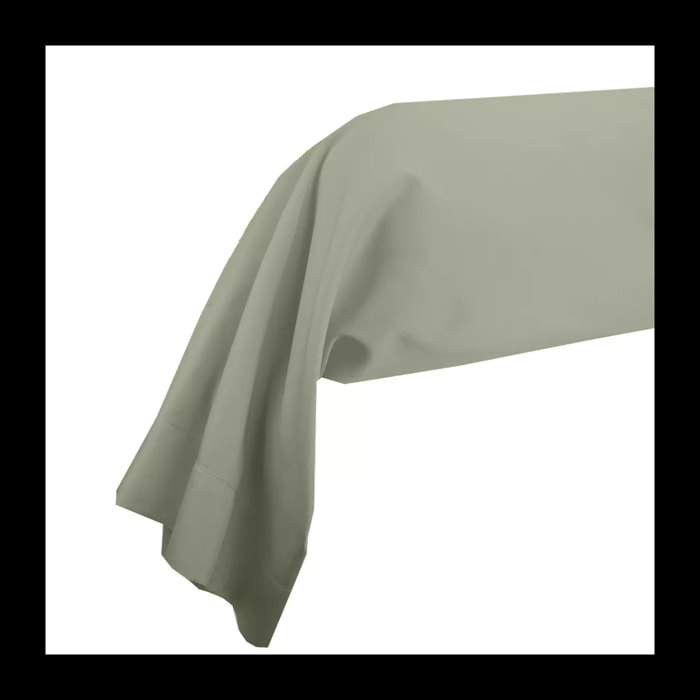 Taie de traversin satin de coton uni vert Ava uni lichen