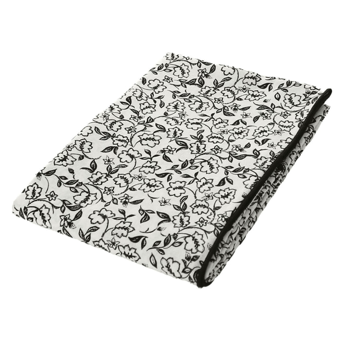 Nappe déperlante en voile de coton imprimée fleurs - Ecru