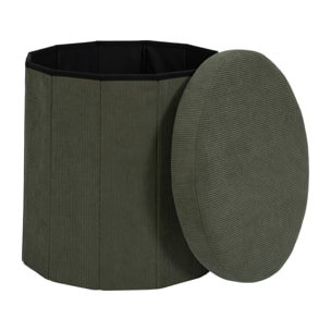 Coffre Pouf Pliable - HOME DECO FACTORY - Jules - Côtelé - Vert