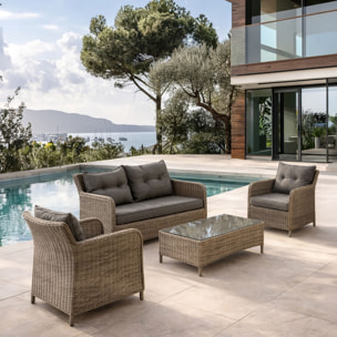 Salon de jardin en aluminium moka 4 places PORTO-FINO