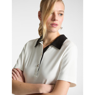Elena Mirò - Camiseta polo con cuello en contraste - Blanco