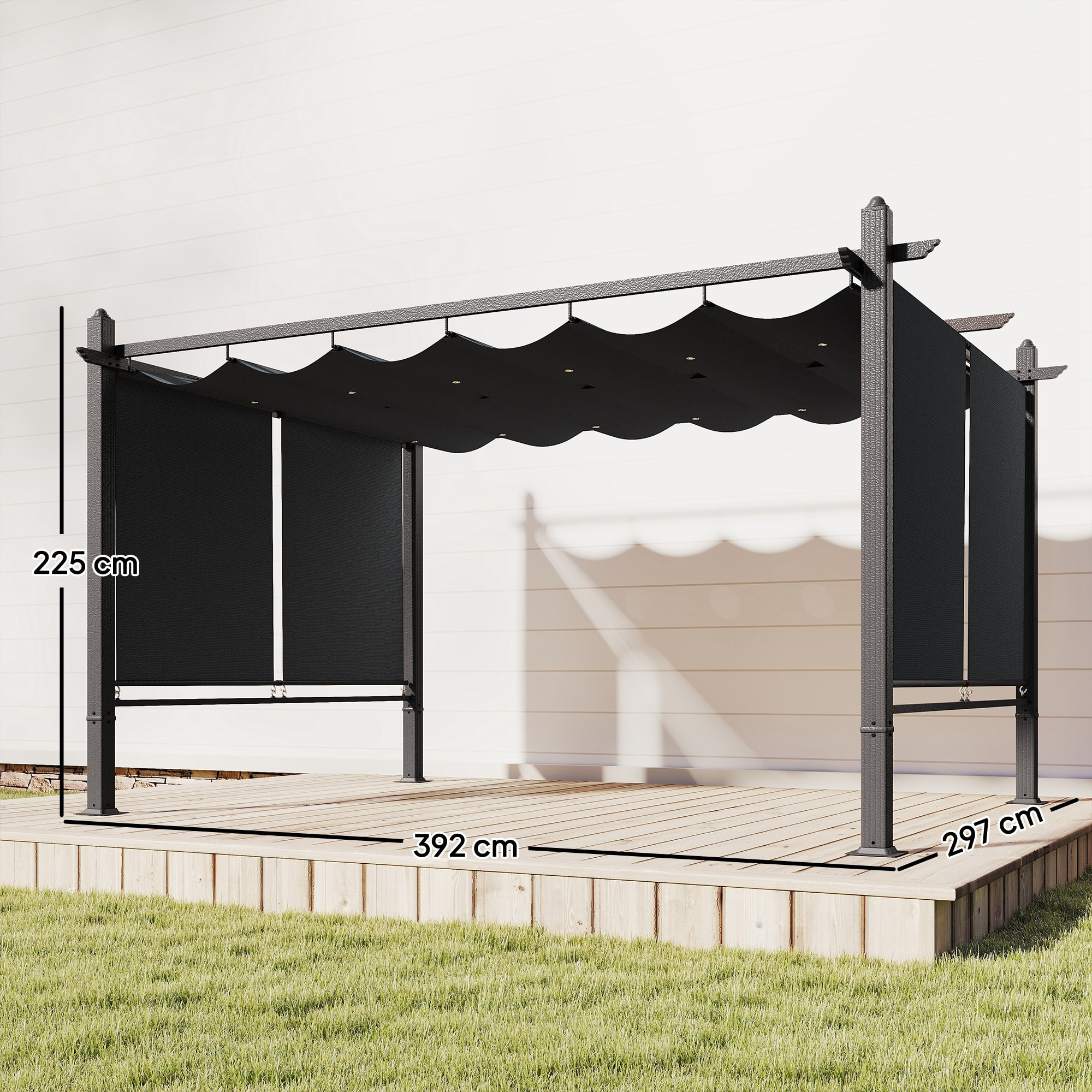 Pergola design 3x4m toile intégrale ajustable UV50+ alu acier anthracite