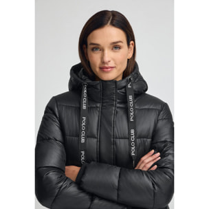 Giaccone Silvon Coat nero con logo Polo Club