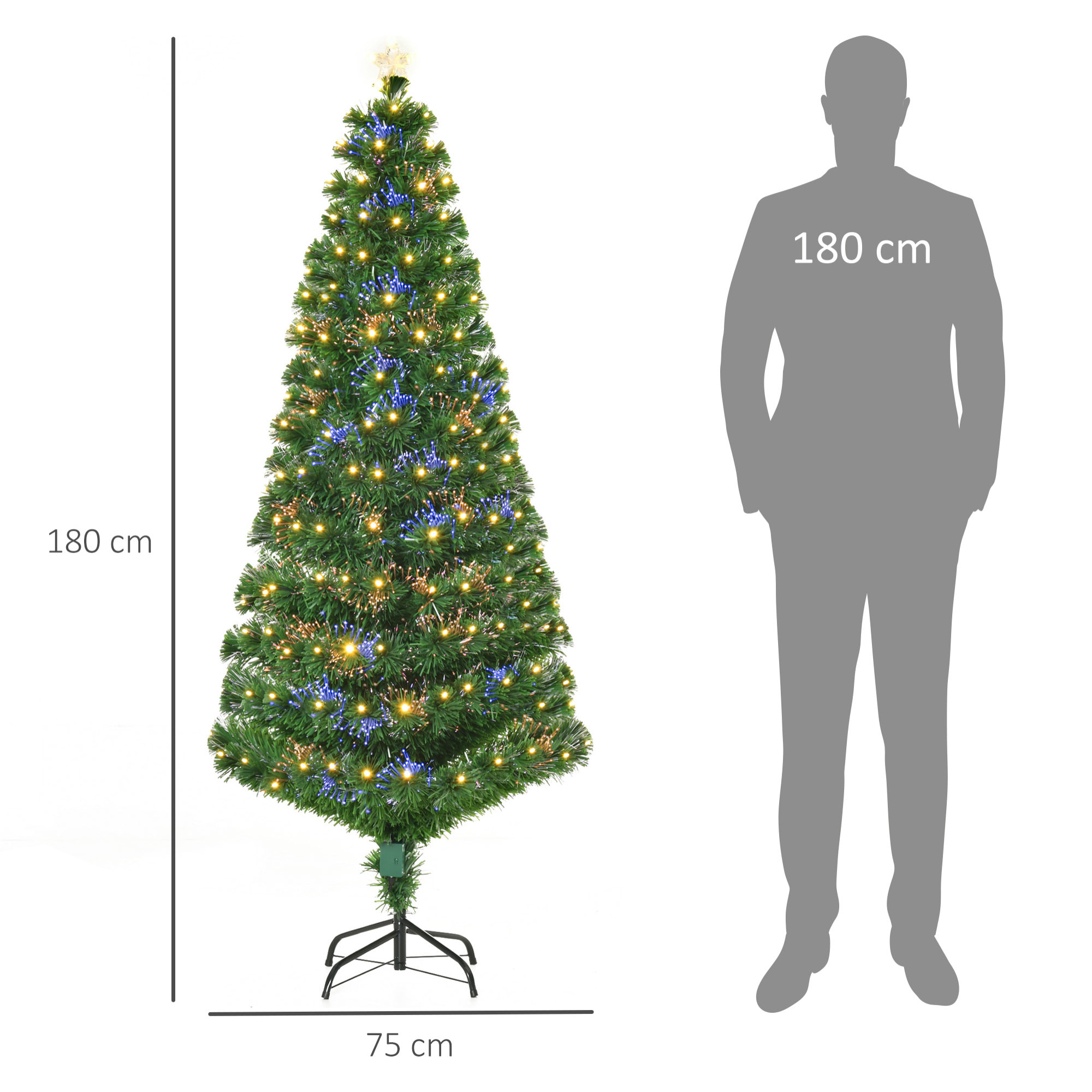 árbol de Navidad con Luces LED de PVC y Metal 82x180cm Verde
