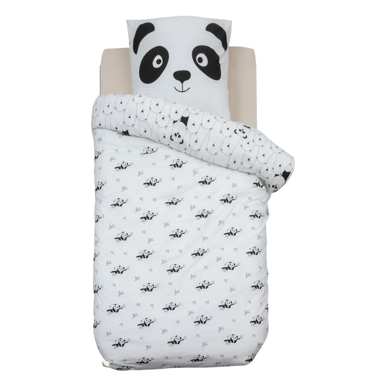 Parure de lit 2 pièces enfant panda "Andy" coton violet 140x200cm