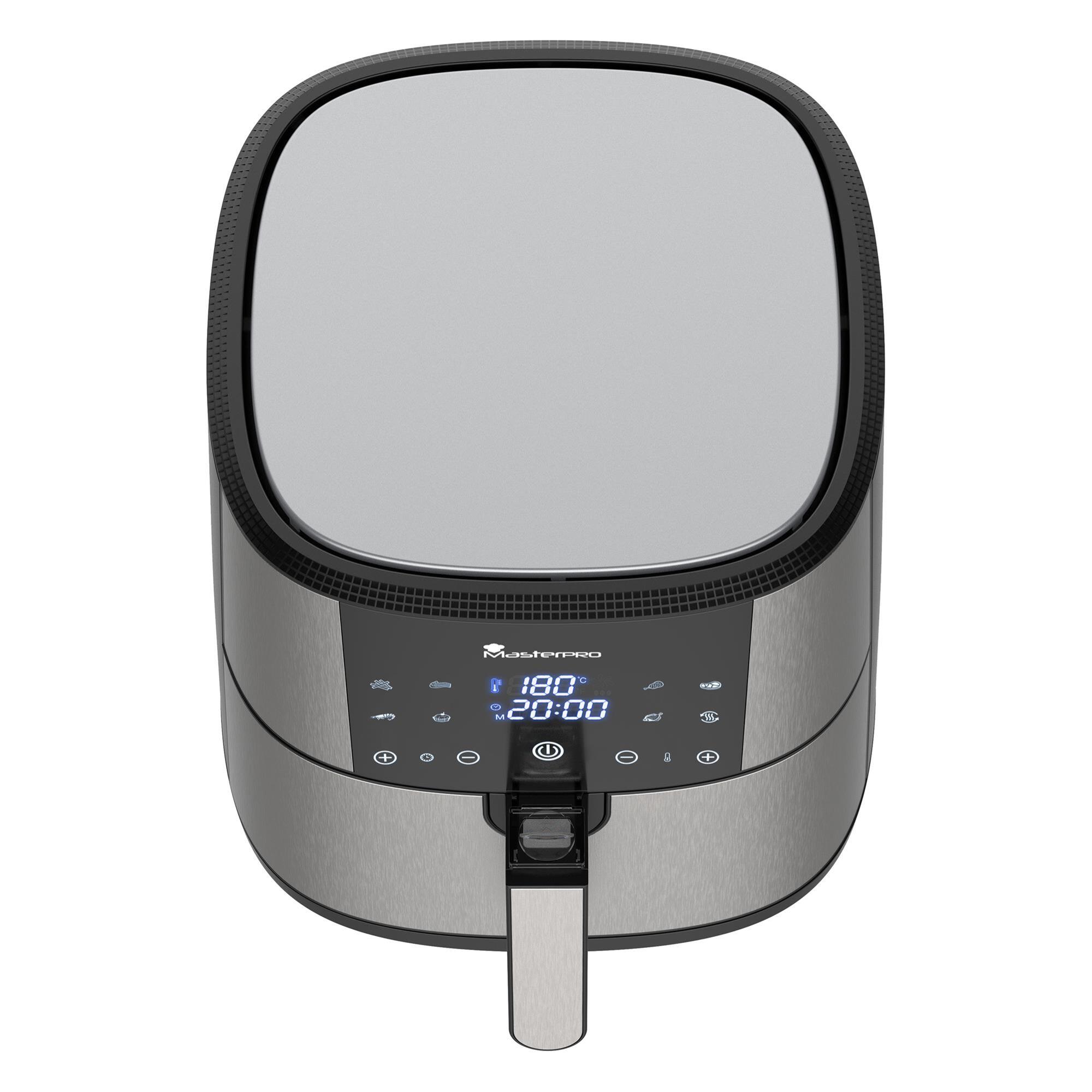 Freidora de aire rocket de 6l sin pfas 1800w con revestimiento cerámico, pantalla táctil led masterpro