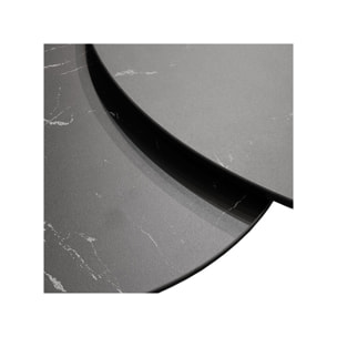 Table basse ronde plateaux en céramique marbré et pieds métal noir - URSULE