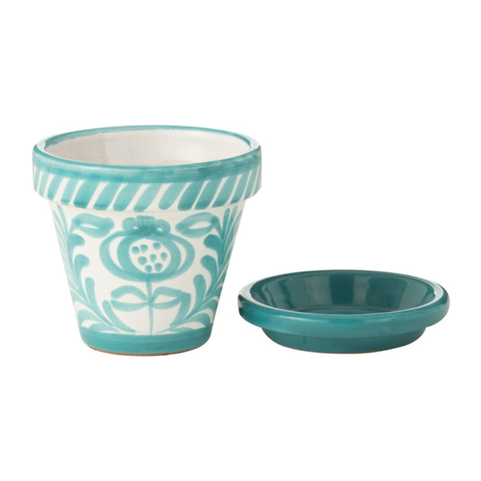 J-Line cache-pot Granada  Handmade + Painted - céramique - aqua - extra small - Ø 17 cm