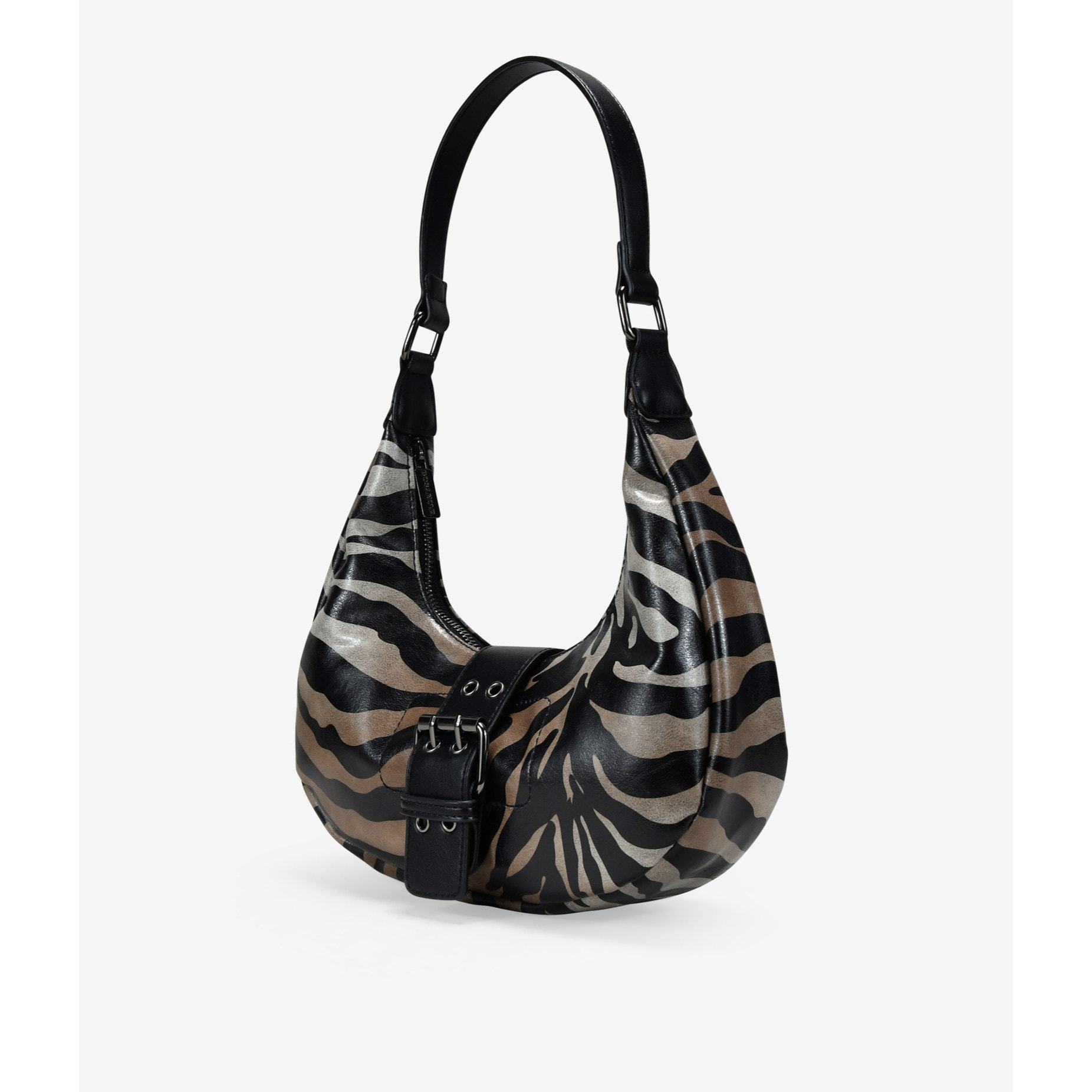 Bolso de hombro cebra con solapa y hebilla