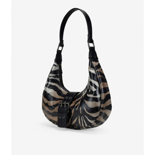 Bolso de hombro cebra con solapa y hebilla
