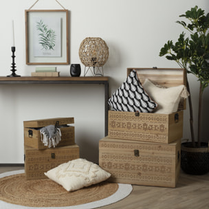 Coussin "Inca" - coton tufté - ivoire - 40x40 cm