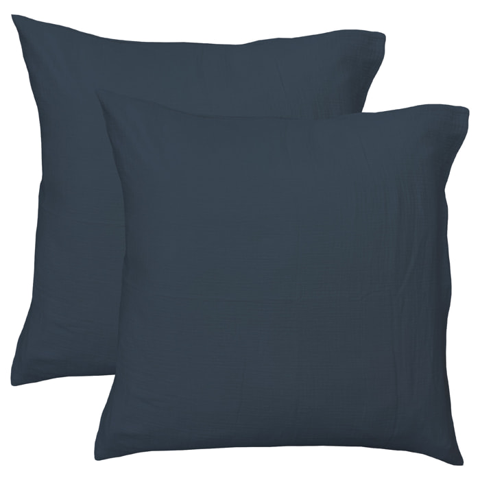 Set de 2 taies d'oreiller unies en coton, GAZE DE COTON