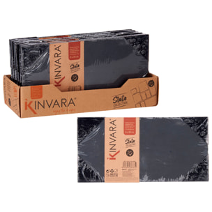 Set de 6 pizarras para aperitivos rectangulares. 30 x 15 cm.