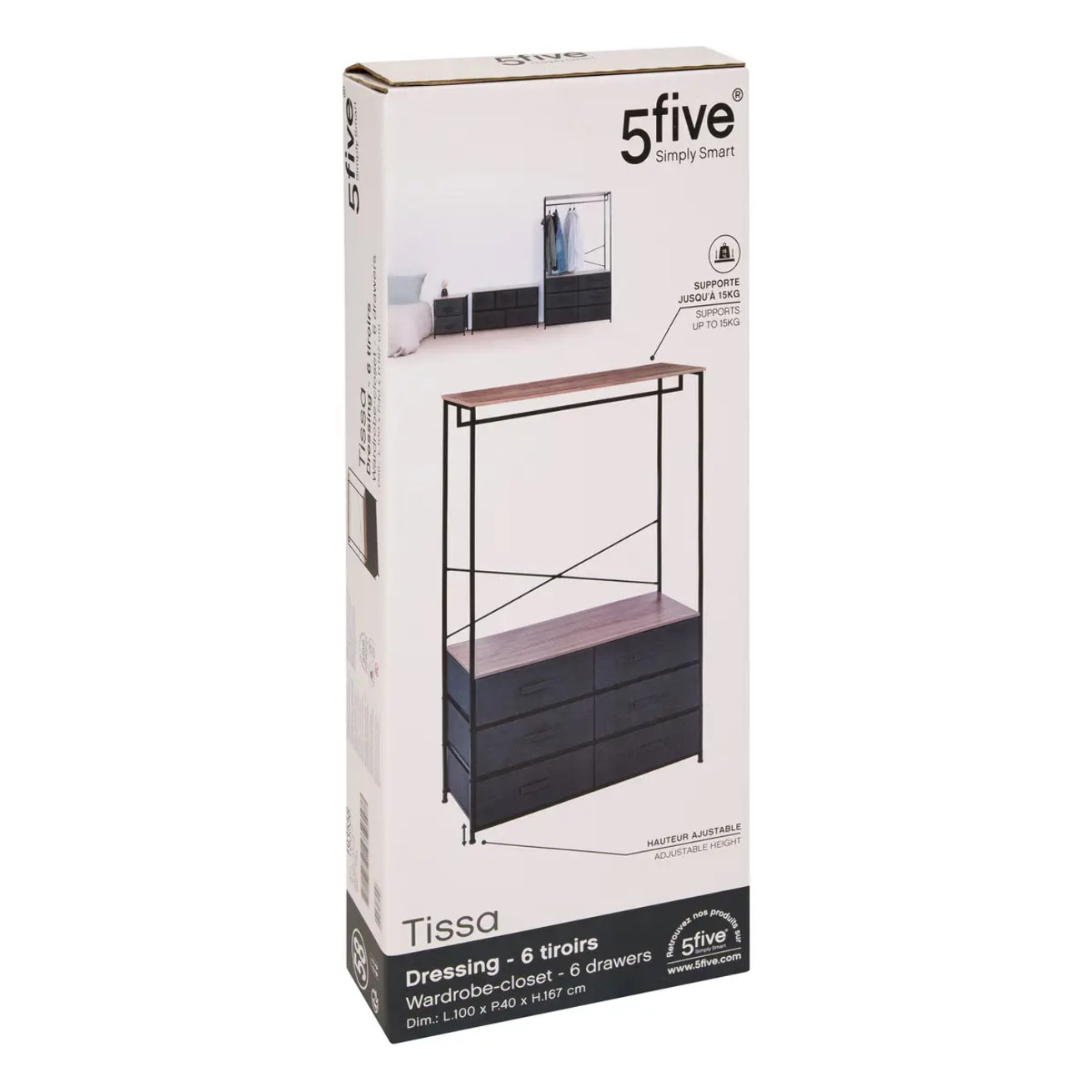 Dressing penderie 6 tiroirs "Tissa"