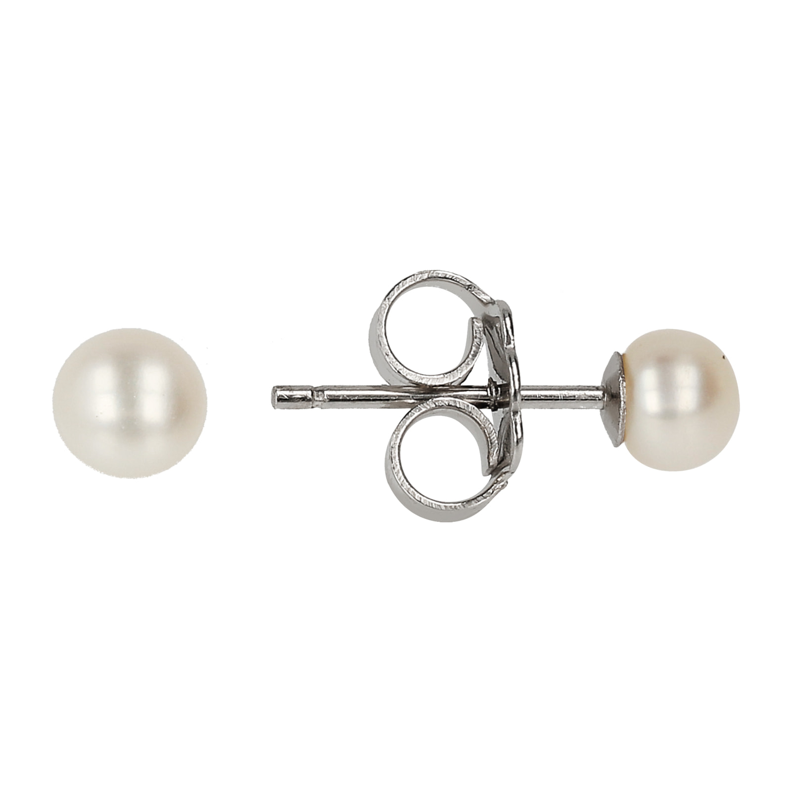 PERLAVIVA - Orecchini a Bottone con Perle Coltivate d'Acqua Dolce Bianche Ø 4/4.5mm