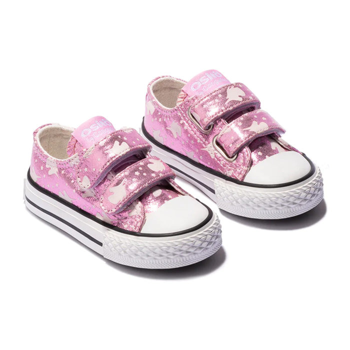 Zapatillas de Bebé Brillo Oscuridad de Lona en Rosa
