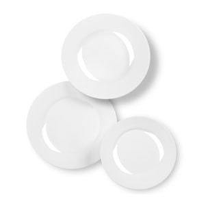 Service de table 18 pièces Bormioli – Toledo, Verre opalin Blanc