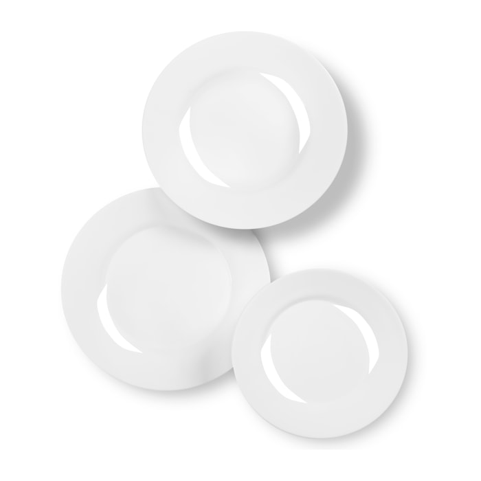 Service de table 18 pièces Bormioli – Toledo, Verre opalin Blanc