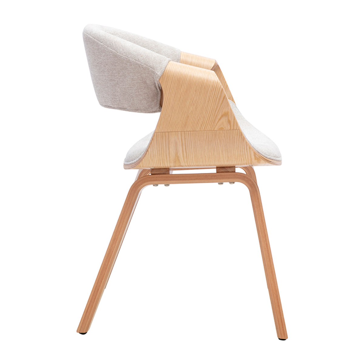 Chaise design en tissu effet velours texturé beige et bois clair ARAMIS