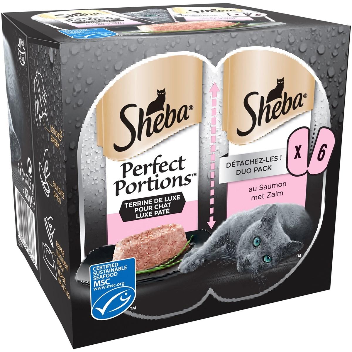 SHEBA Perfect Portions 120 Barquettes terrine au saumon pour chat 37,5g (20x6)