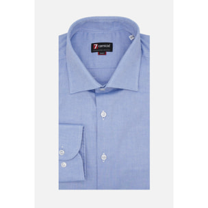 Camicia Uomo 1 Bottone Francese Slim Super Oxford Unito Blu
