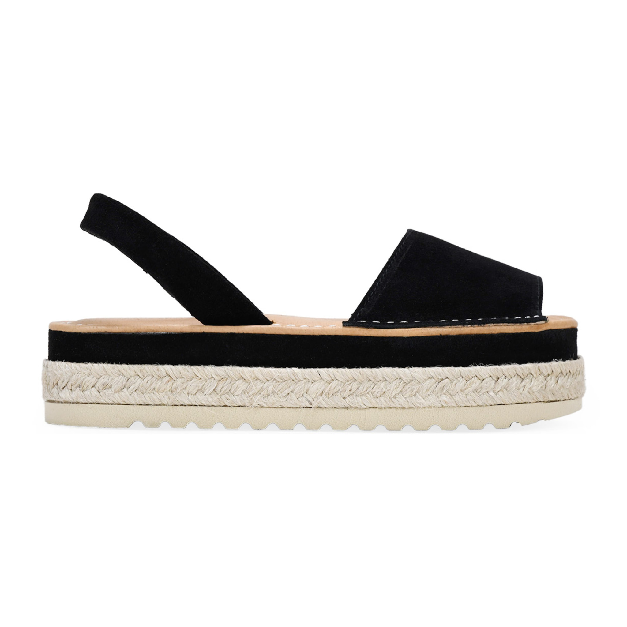 Alpargatas negras en piel con esparto