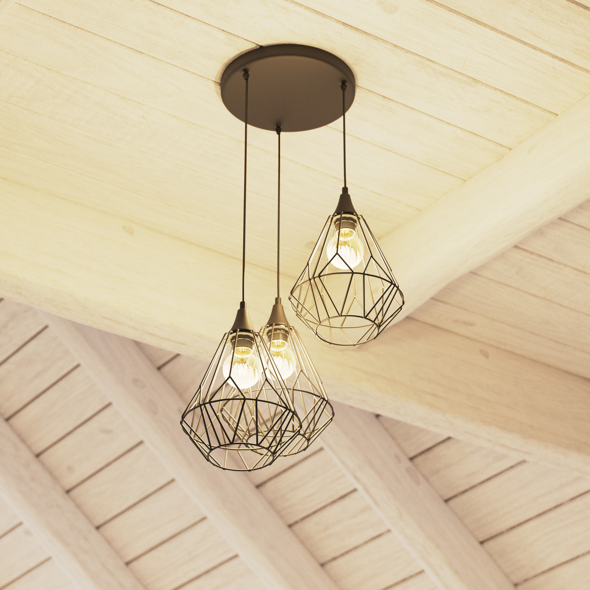 Suspension filaire "Kaore" noire - métal