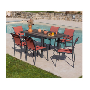 Ensemble table et chaises de jardin  - terracotta - HONFLEUR BEZIERS CHENE
