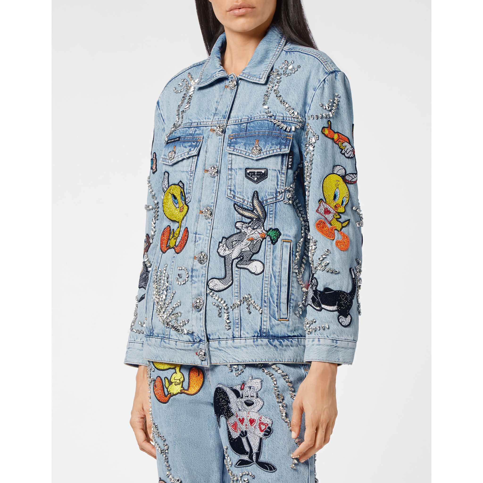 PHILIPP PLEIN Denim Jacket Oversize Looney Tunes