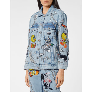 PHILIPP PLEIN Denim Jacket Oversize Looney Tunes