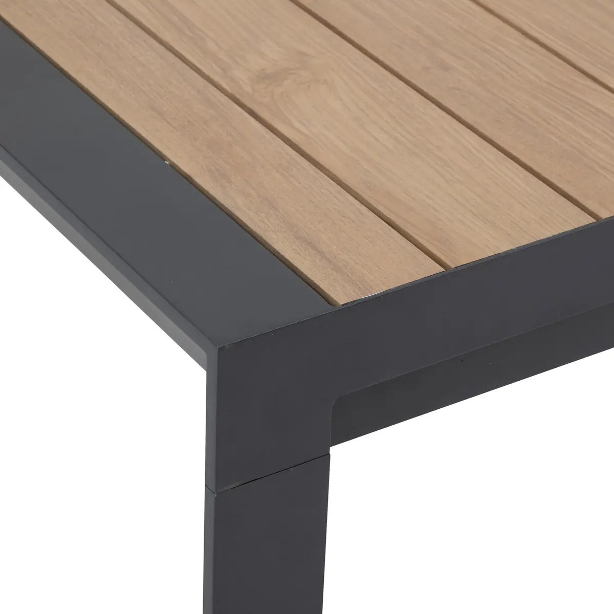 Table de jardin extensible "Évasion" effet bois honey & graphite 8 places lates en aluminium