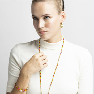 Pendientes con Madreperla Blanca acabado oro 18k