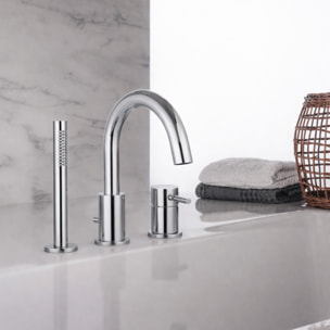 Mitigeur bain douche mécanique 3 trous + douchette 1 jet PAINI Cox chromé