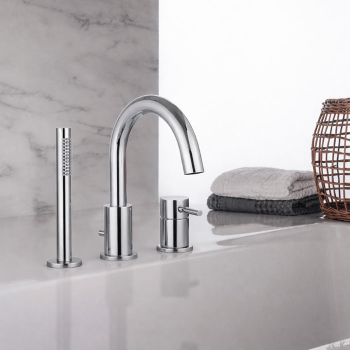 Mitigeur bain douche mécanique 3 trous + douchette 1 jet PAINI Cox chromé