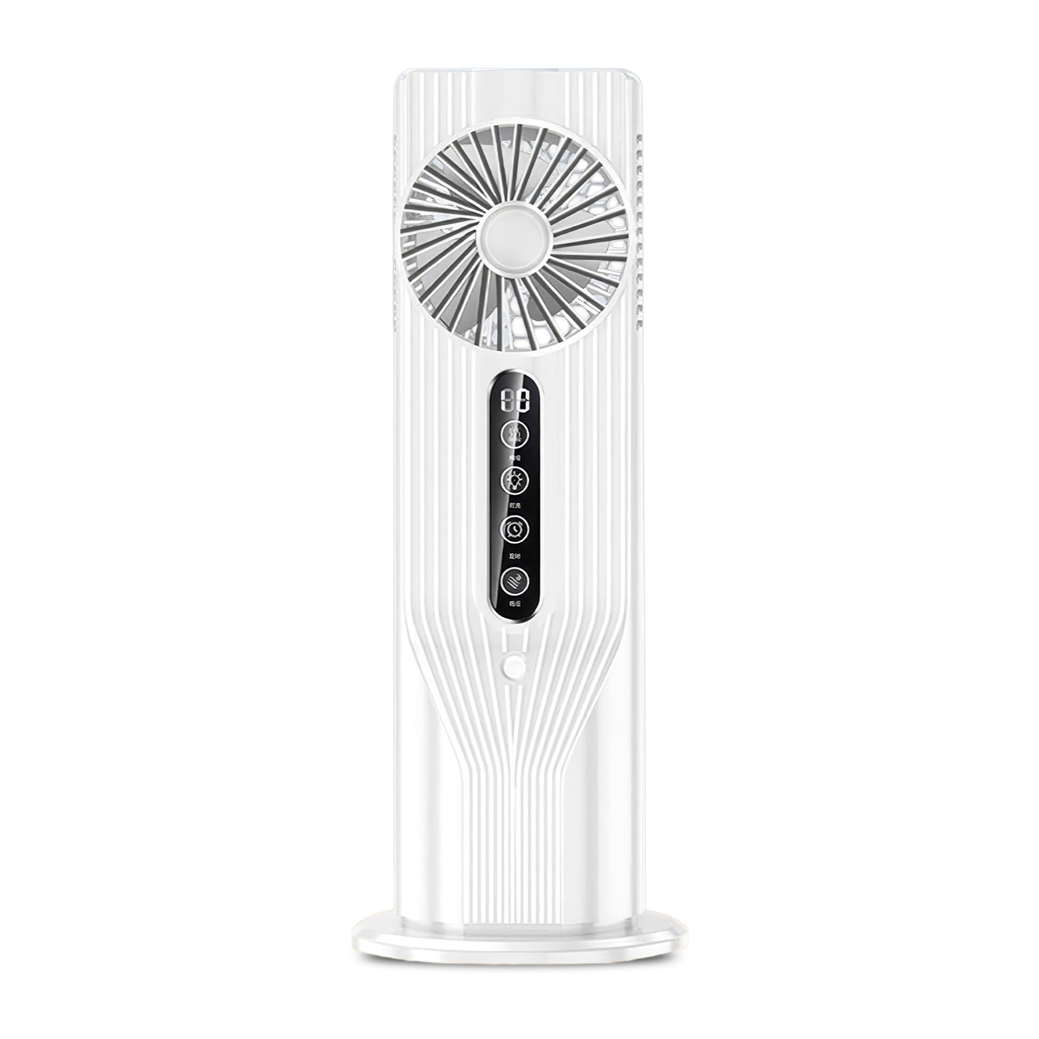 Ventilatore da tavolo BDL-908B. Con funzione di nebulizzazione, 6 velocità e timer fino a 9 ore. Serbatoio da 100 ml e luce ambiente a 7 colori.